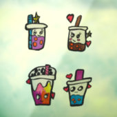 Happy Boba Tea Bubble Teas Bobas Kawaii Fensteraufkleber (Blatt 3)