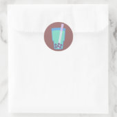 Happy Boba Tea Bubbles Runder Aufkleber (Tasche)