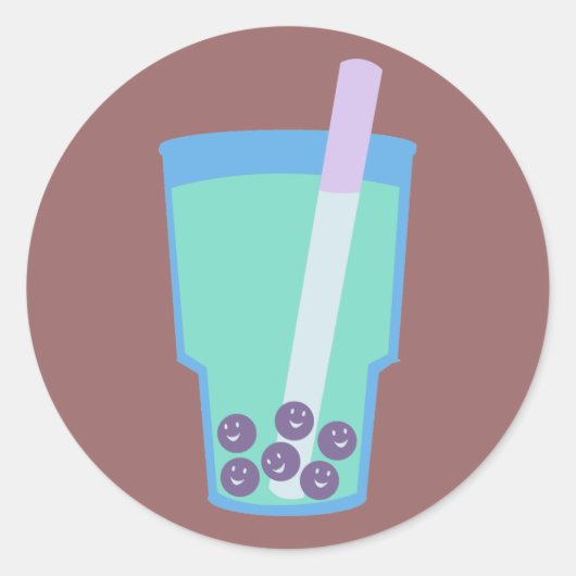 Happy Boba Tea Bubbles Runder Aufkleber (Vorderseite)