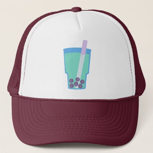 Happy Boba Tea Bubbles Truckerkappe (Vorderseite)