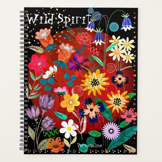 Happy Boho Blume Wild Spirit Zitat Journal Planer (Vorderseite)