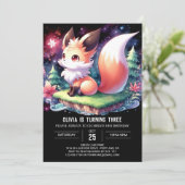 Happy Boho Fox Geburtstag digital Einladung (Stehend Vorderseite)