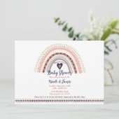 Happy Boho Rainbow Modern Baby Shower Einladung (Stehend Vorderseite)