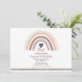 Happy Boho Rainbow Modern Birthday Party Einladung (Stehend Vorderseite)