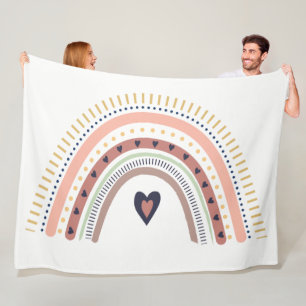 Happy Boho Rainbow Modern Minimal Trendy Chic Fleecedecke