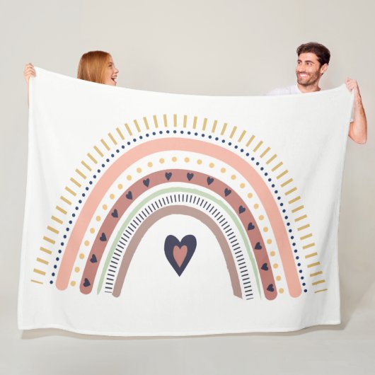 Happy Boho Rainbow Modern Minimal Trendy Chic Fleecedecke (Beispiel)