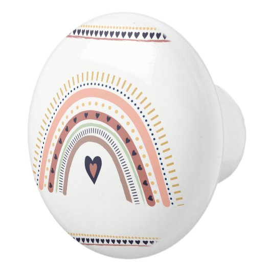 Happy Boho Rainbow Modern Minimal Trendy Chic Keramikknauf (Rechts)