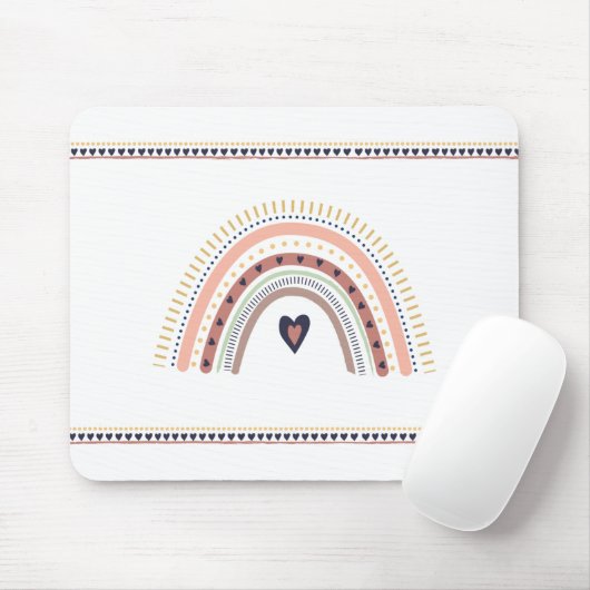 Happy Boho Rainbow Modern Minimal Trendy Chic Mousepad (Mit Mouse)