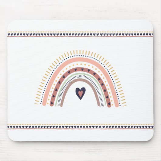 Happy Boho Rainbow Modern Minimal Trendy Chic Mousepad (Vorne)