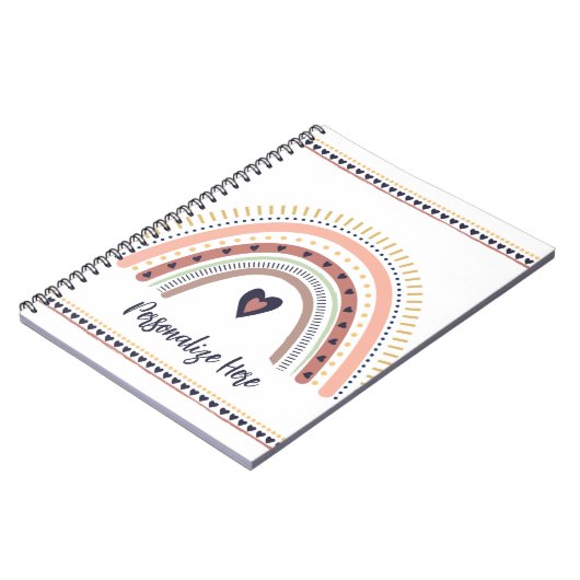 Happy Boho Rainbow Modern Minimal Trendy Chic Notizblock (Linke Seite)