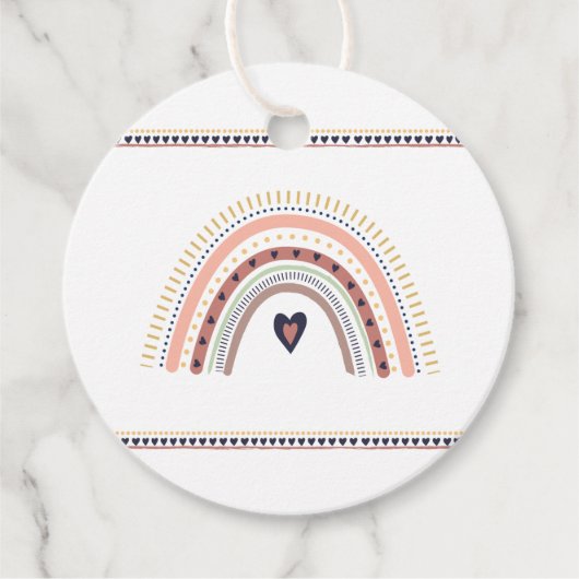 Happy Boho Rainbow Moderne Minimal Geburtstagspart Geschenkanhänger (Vorderseite)