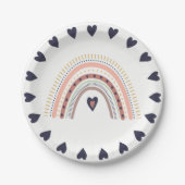 Happy Boho Rainbow Moderne Minimal Geburtstagspart Pappteller (Vorderseite)