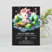 Happy Boho Triceratops Geburtstag Einladung (Stehend Vorderseite)