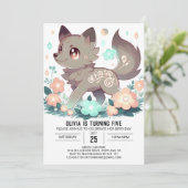 Happy Boho Wolf Digital Geburtstag Einladung (Stehend Vorderseite)