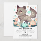 Happy Boho Wolf Digital Geburtstag Einladung (Vorne/Hinten)