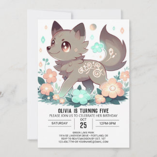 Happy Boho Wolf Digital Geburtstag Einladung