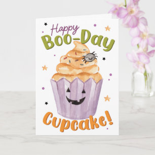 Happy Boo-Day-Cupcake – Süßer Halloween-Geburtstag Karte