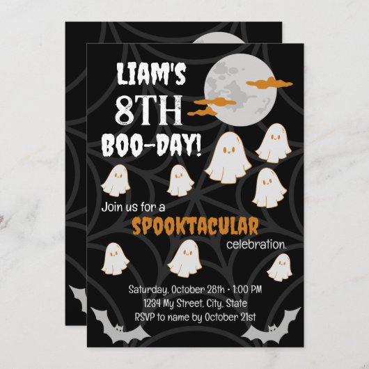 Happy Boo-Day Einladung (Vorne/Hinten)