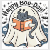 Happy Boo-Day Ghost Cat PNG - Spooky Cute Oversize Aufkleber (Blatt)