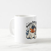 Happy Boo-Day Ghost Cat PNG - Spooky Cute Oversize Kaffeetasse (Vorderseite Links)