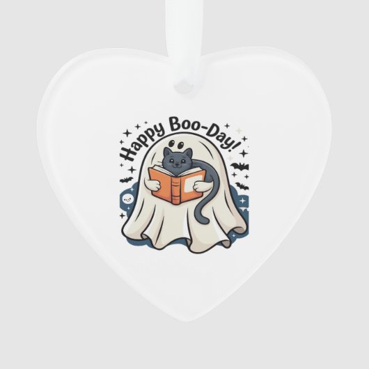 Happy Boo-Day Ghost Cat PNG - Spooky Cute Oversize Ornament (Vorderseite)