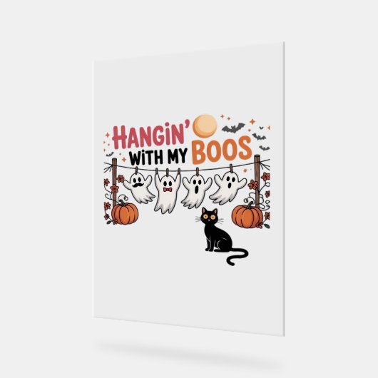 Happy Boo-Day Ghost Cat PNG - Spooky Niedlich Over Acrylschild (Winkel)