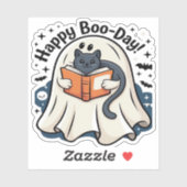 Happy Boo-Day Ghost Cat PNG - Spooky Niedlich Over Aufkleber (Blatt)
