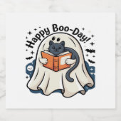 Happy Boo-Day Ghost Cat PNG - Spooky Niedlich Over Schaumweinetikett (Einzelnes Label)