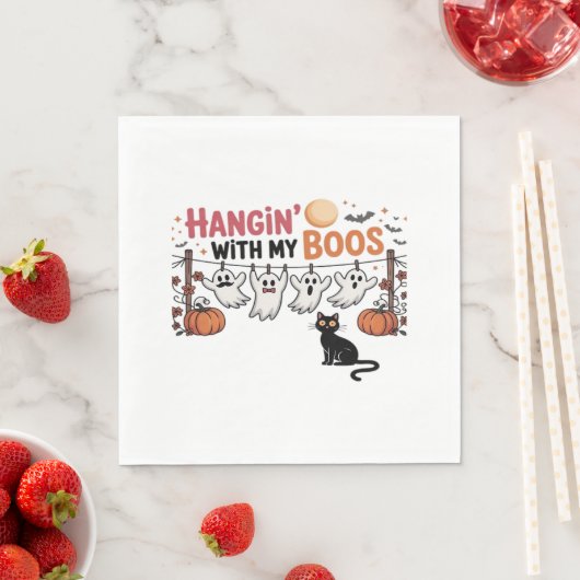 Happy Boo-Day Ghost Cat PNG - Spooky Niedlich Over Serviette (Beispiel)