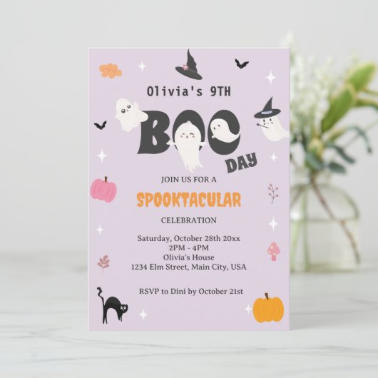Happy Boo Day | Spooky BOO Day Celebration Einladung (Stehend Vorderseite)