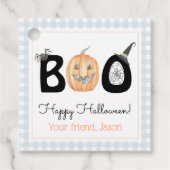 Happy Boo Day Trick oder Treat Halloween Blue Boy Geschenkanhänger (Vorderseite)
