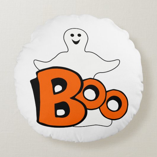 Happy Boo Ghost Rundes Kissen (Vorderseite)