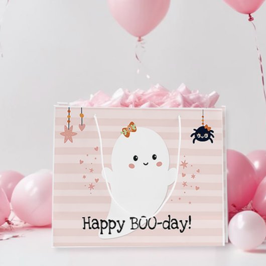 Happy BOOday Kawaii Ghost Pink Halloween Große Geschenktüte
