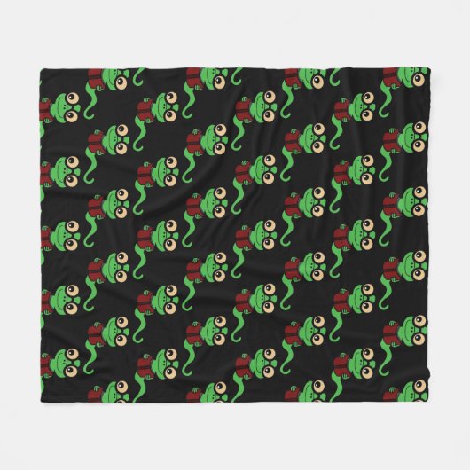 Happy Bookworm Black Fleecedecke (Vorderseite (Horizontal))