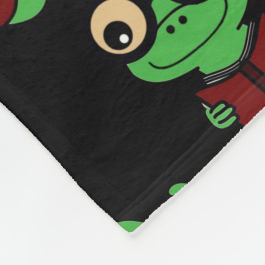 Happy Bookworm Black Fleecedecke (Ecke)