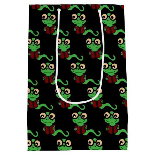 Happy Bookworm Black Mittlere Geschenktüte (Rückseite)