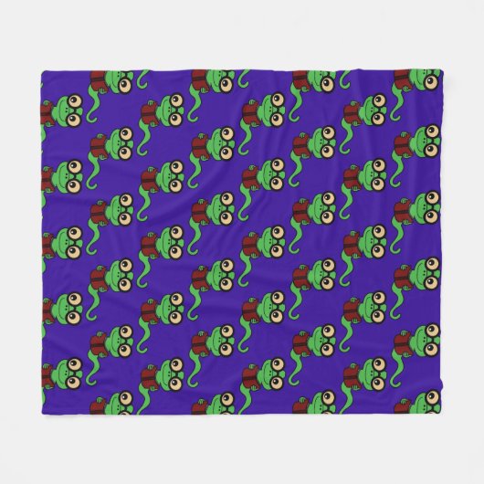 Happy Bookworm Lila Fleecedecke (Vorderseite (Horizontal))