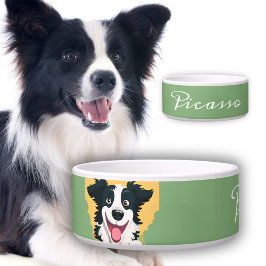 Happy Border Collie Cartoon Zeichnend Hundename Napf