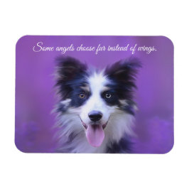 Happy Border Collie Dog, Angel with Fur Magnet