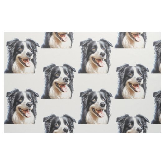 Happy Border Collie Dog Fabric Stoff (Yard (91,4 cm))