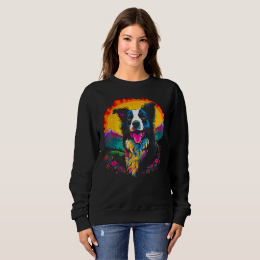 Happy Border Collie Dog Sun Sweatshirt (Vorne ganz)