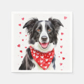Happy Border Collie Red Heart Bandana Serviette (Vorderseite)