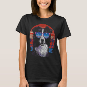 Happy Border Collie Retro Sunset 70er für Hausbesi T-Shirt