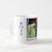 Happy Boss's Day Butterfly und Blume Kaffeetasse (Vorderseite Links)