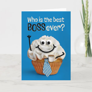 Happy Boss's Day Cupcake in Necktie mit Kaffee Feiertagskarte