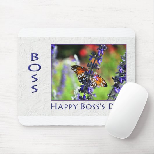 Happy Boss's Day Floral Butterfly Mousepad (Mit Mouse)