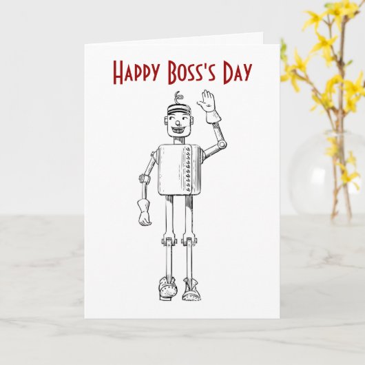 Happy Boss's Day mit Roboter und benutzerdefiniert Karte (Gelbe Blume)