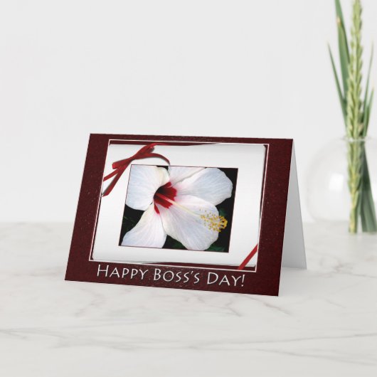 Happy Boss's Day White Hibiscus Karte (Vorderseite)