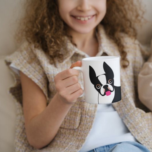 Happy Boston Terrier Black and White Kaffeetasse