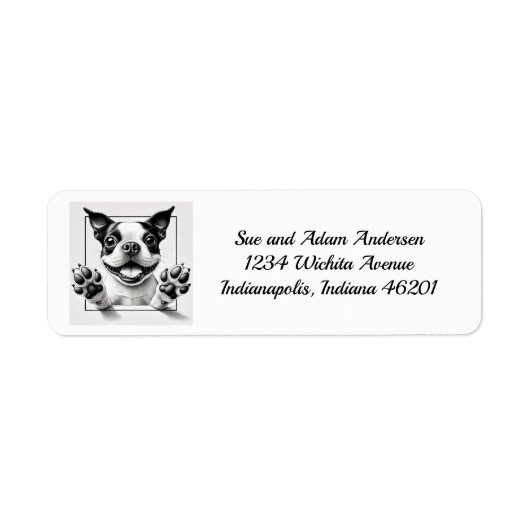 Happy Boston Terrier Return Address Label (Vorne)